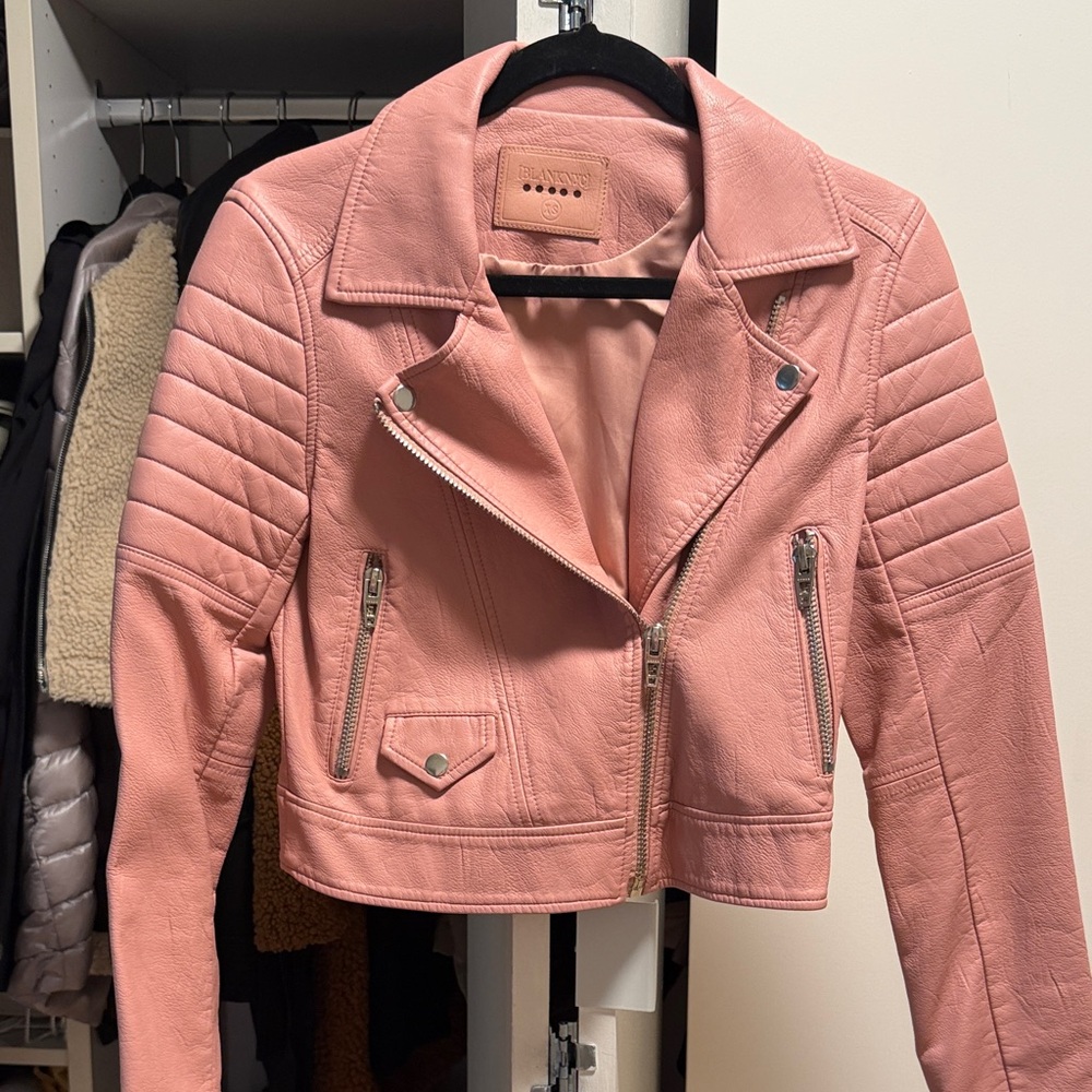 Blank NYC Pink Leather Moto Jacket